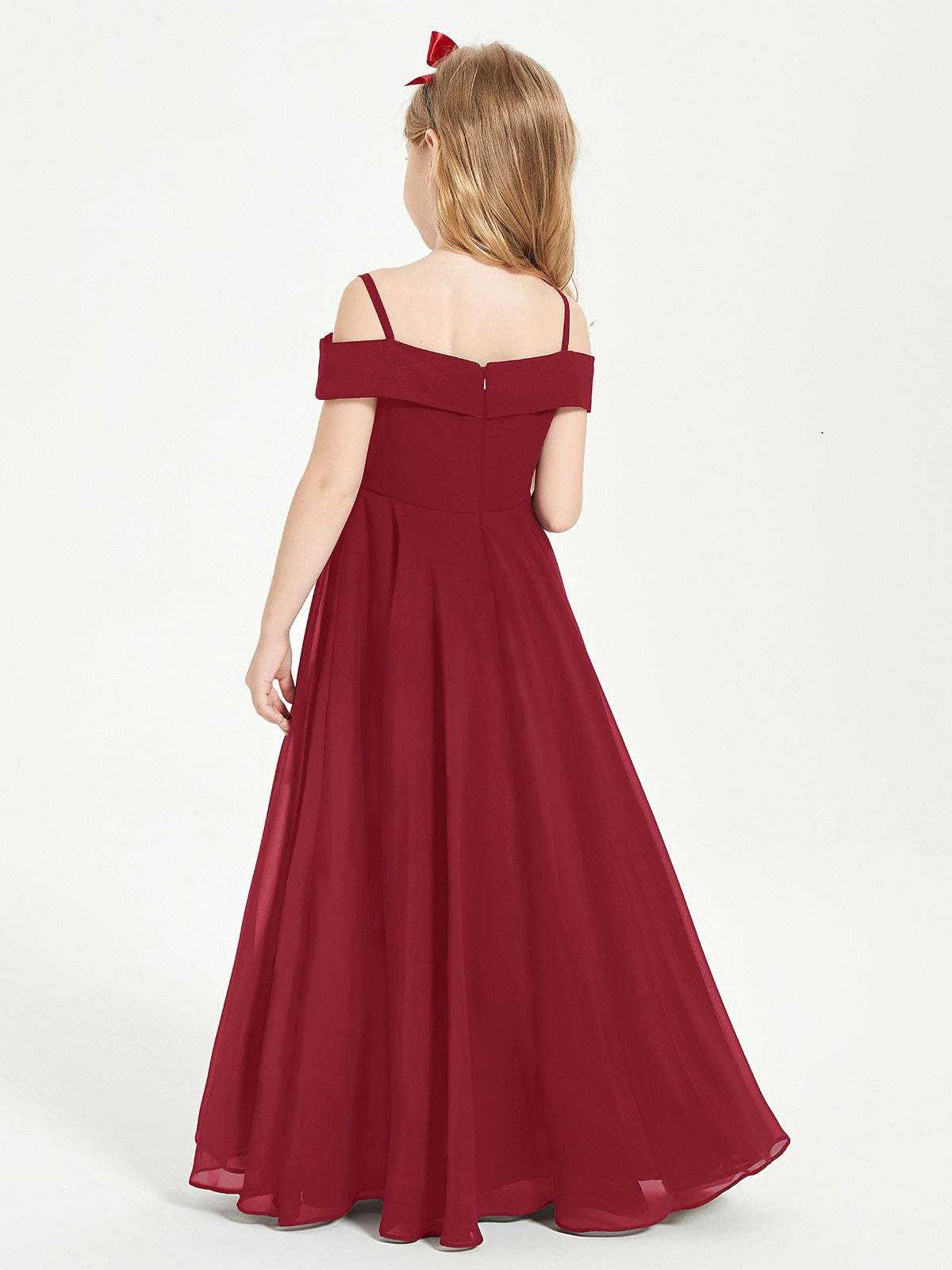 Chic Junior Bridesmaid Dresses Off the Shoulder Burgundy